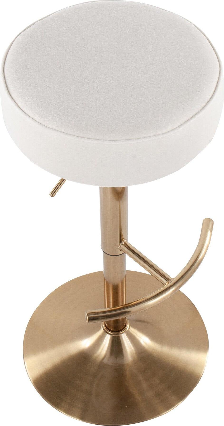 Lumisource Barstools - Velvet Dot Barstool Gold & White