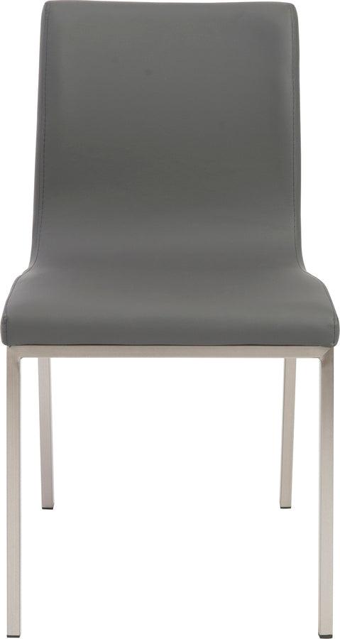 Euro Style Dining Chairs - Scott Side Chair in Gray with Brushed Stainless Steel Legs - Set of 2