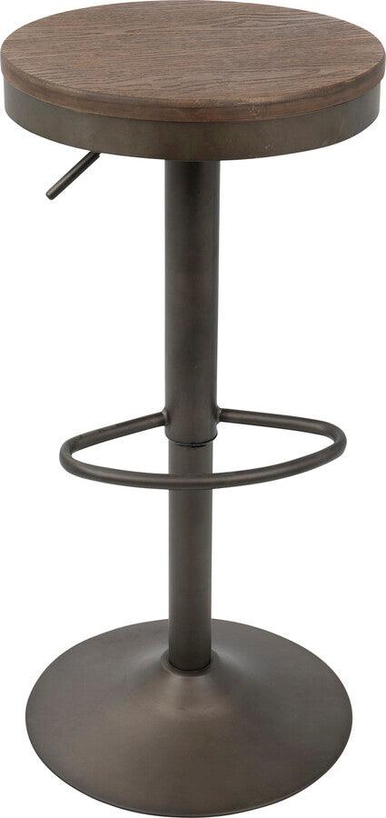Lumisource Barstools - Dakota Industrial Adjustable Barstool in Antique and Brown - Set of 2