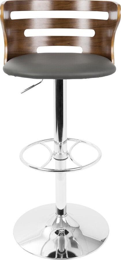 Lumisource Barstools - Cosi Adjustable Barstool With Swivel In Walnut & Grey Faux Leather (Set of 2)