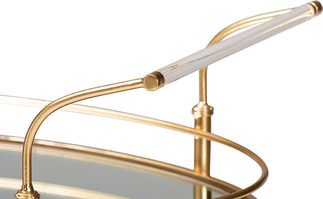 Wholesale Interiors Bar Units & Wine Cabinets - Nakano Contemporary Glam and Luxe Gold Metal and Mirrored Glass 2-Tier Wine Cart