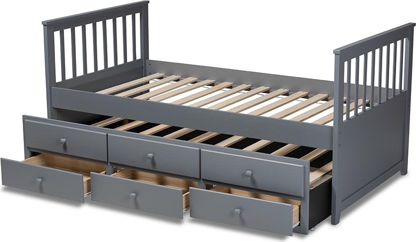 Wholesale Interiors Daybeds - Trine Classic And Traditional Grey Finished Wood Twin Size Daybed With Trundle