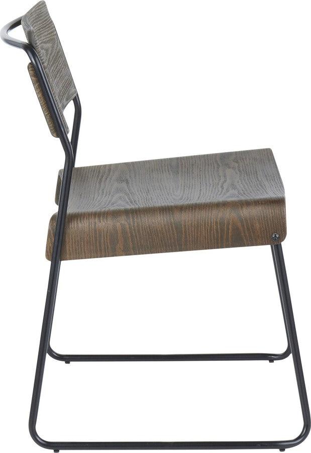 Lumisource Living Room Sets - Dali Industrial Chair 30" Black Metal & Espresso Wood (Set of 2)