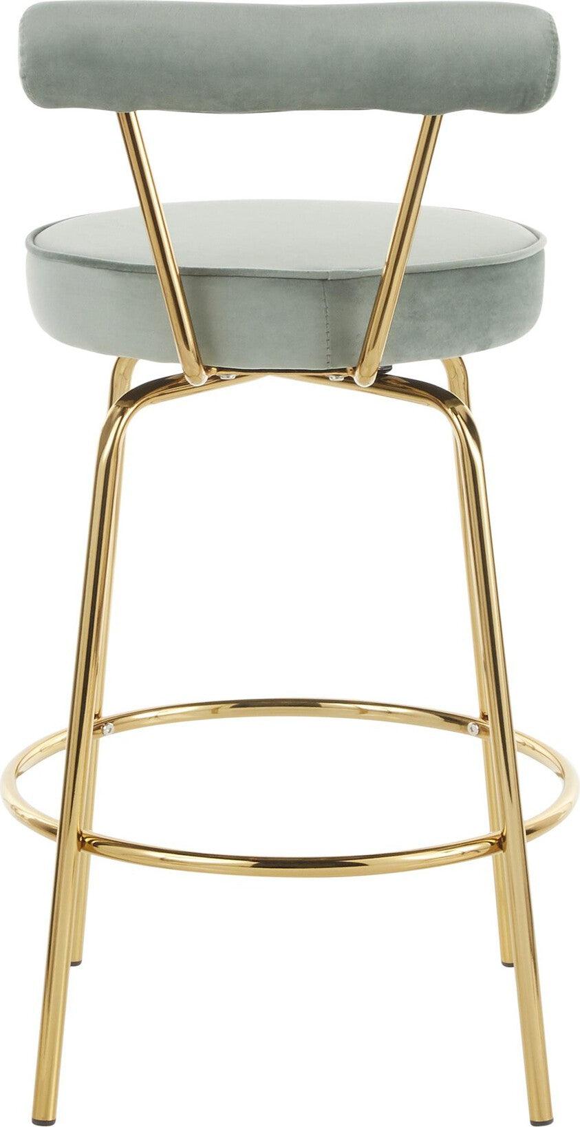 Lumisource Barstools - Rhonda Counter Stool Gold & Sage Green (Set of 2)