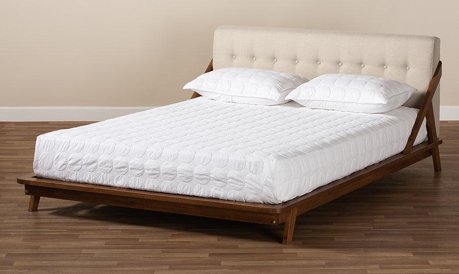 Wholesale Interiors Beds - Sante Full Bed Beige & Walnut