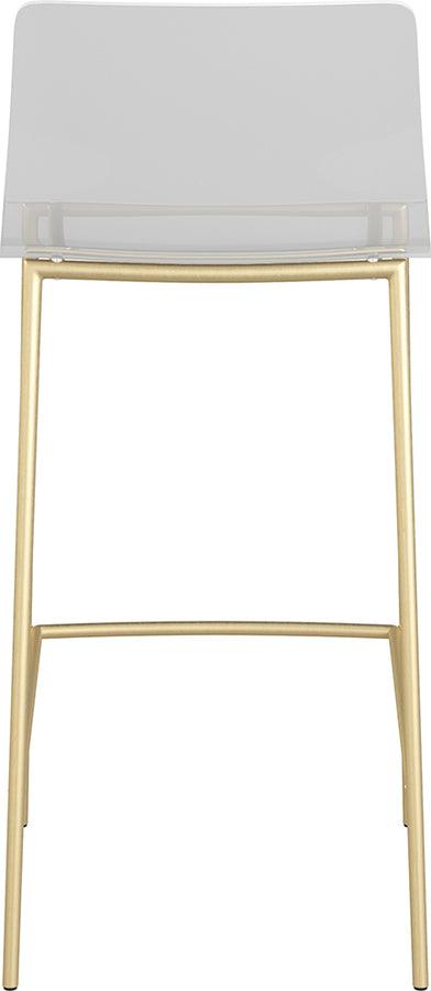 Euro Style Barstools - Cilla Counter Stool in Clear with Matte Brushed Gold Legs - Set of 2