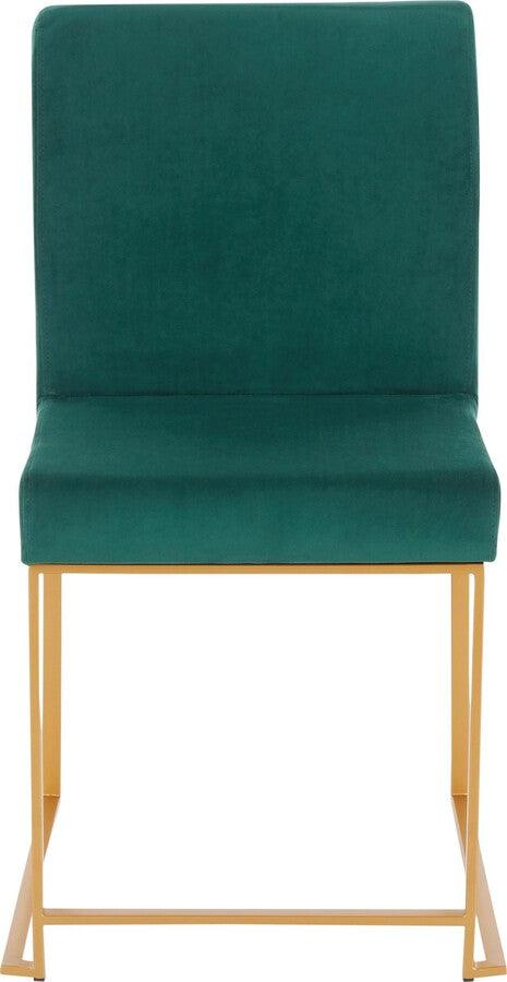 Lumisource Dining Chairs - High Back Fuji Contemporary Dining Chair in Gold and Green Velvet - Set of 2