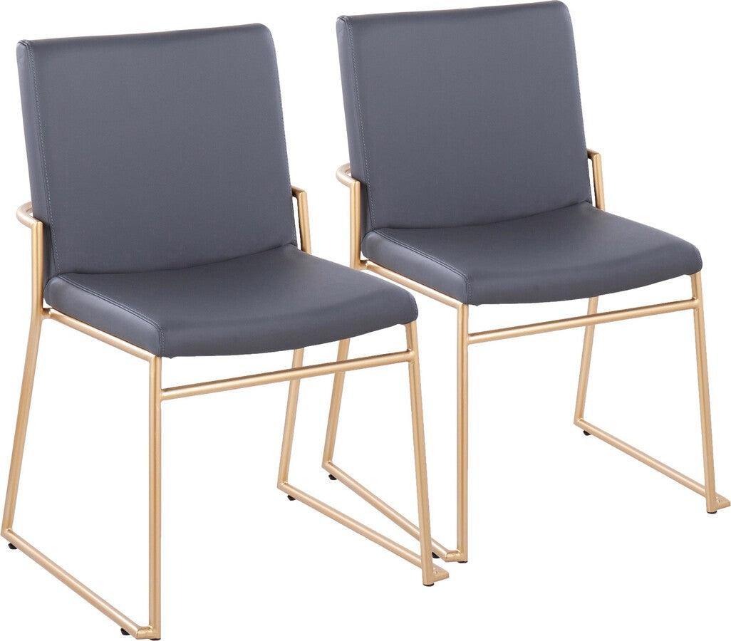 Lumisource Dining Chairs - Dutchess Contemporary Dining Chair In Gold Steel & Grey Faux Leather (Set of 2)