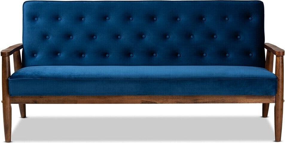 Wholesale Interiors Sofas & Couches - Sorrento Sofa Navy Blue & Walnut