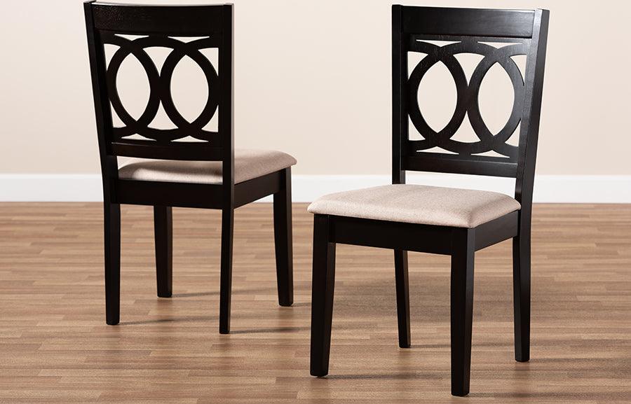 Wholesale Interiors Dining Chairs - Lenoir Sand Fabric Upholstered Espresso Brown Finished Wood 2-Piece Dining Chair Set Set