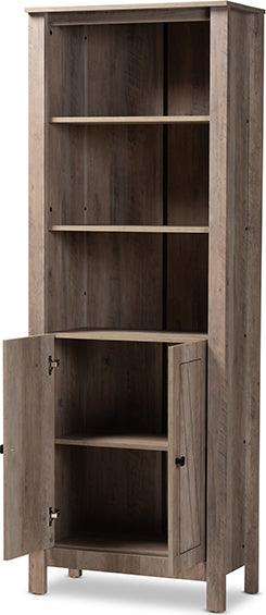 Wholesale Interiors Bookcases & Display Units - Derek Modern and Contemporary Transitional Rustic Oak Finished Wood 2-Door Bookcase