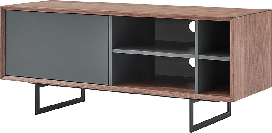 Euro Style TV & Media Units - Anderson 48" Media Stand in Walnut and Dark Gray with Black Steel Base
