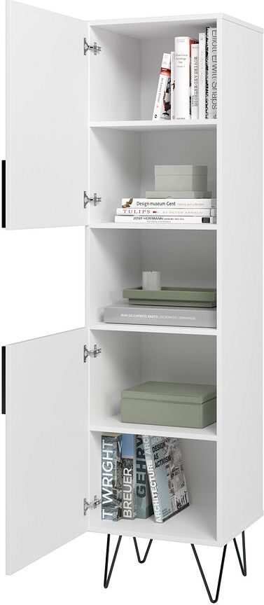 Manhattan Comfort Bookcases & Display Units - Beekman 17.51 Narrow Bookcase Cabinet in White