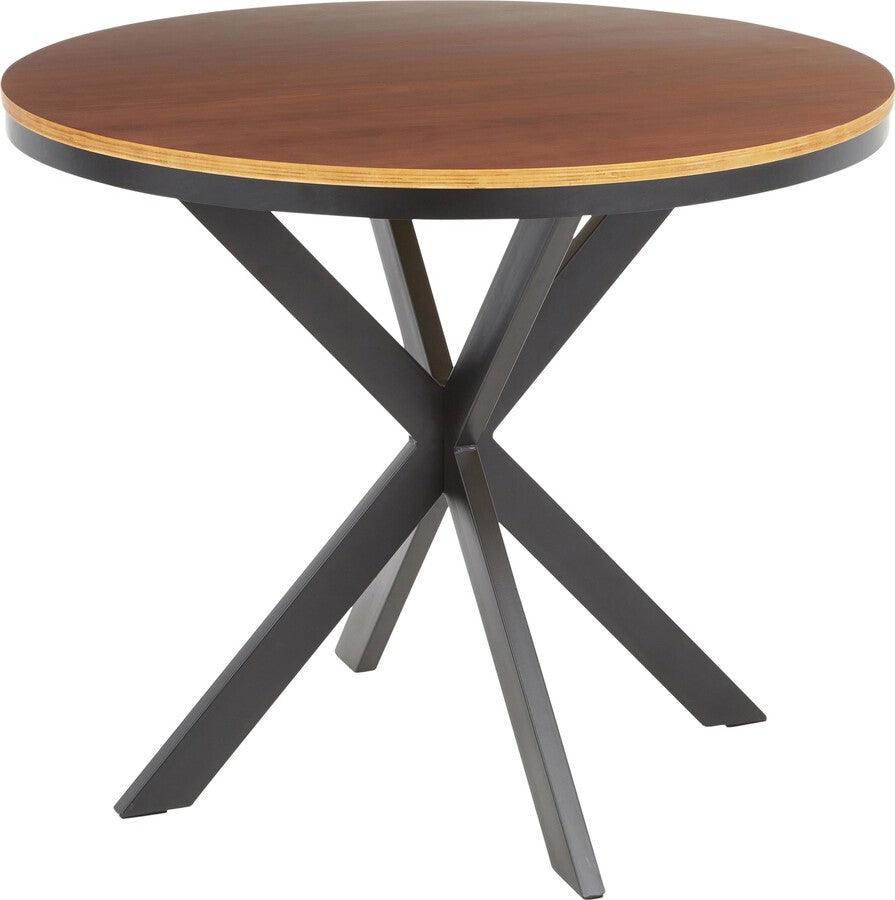 Lumisource Dining Tables - X Pedestal Industrial Dinette Table with Black Metal and Walnut Wood