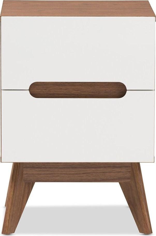 Wholesale Interiors Nightstands & Side Tables - Calypso 2-Drawer Nightstand White & Walnut