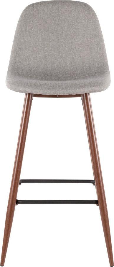 Lumisource Barstools - Pebble 30" Fixed Height Barstool In Walnut Metal & Light Grey Fabric (Set of 2)