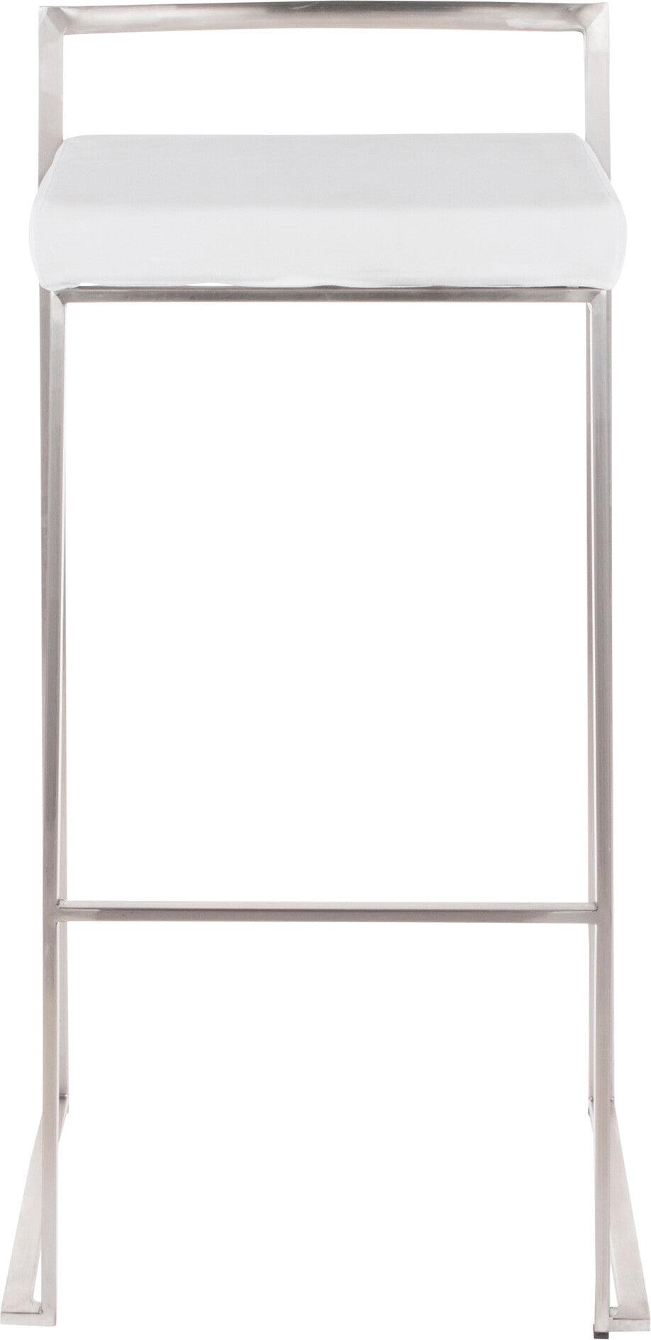 Lumisource Barstools - Fuji Stacker Barstool Brushed & White (Set of 2)