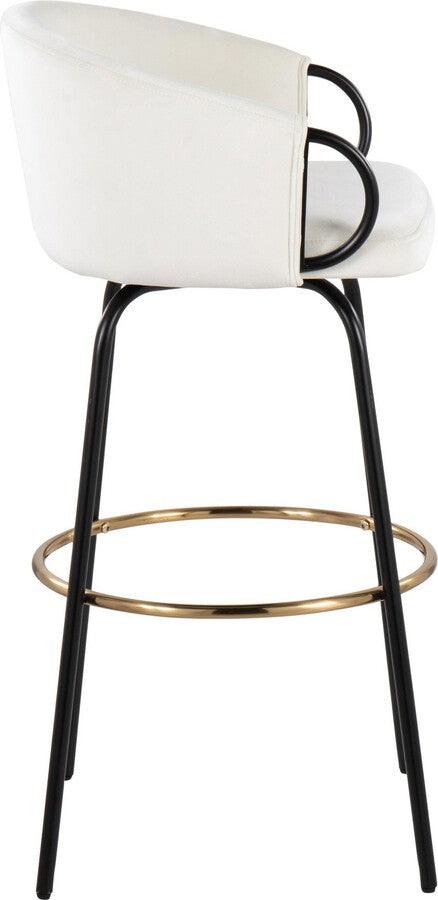 Lumisource Barstools - Claire /Glam Barstool In Black Metal & Cream Velvet With Gold Metal Footrest (Set of 2)