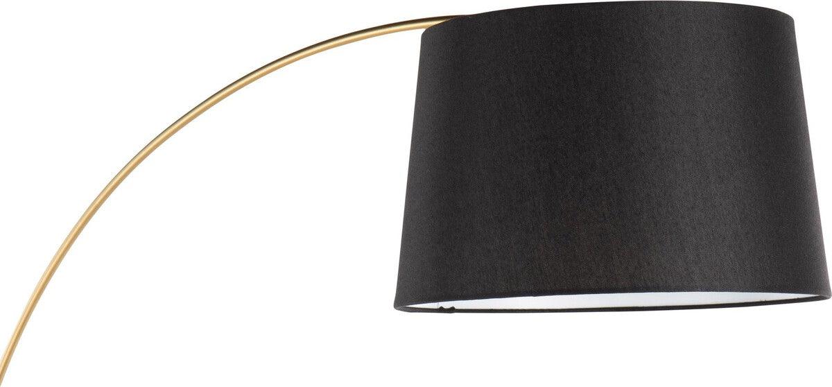 Lumisource Floor Lamps - March Contemporary Floor Lamp In White Marble & Antique Brass With Black Linen Shade Metal