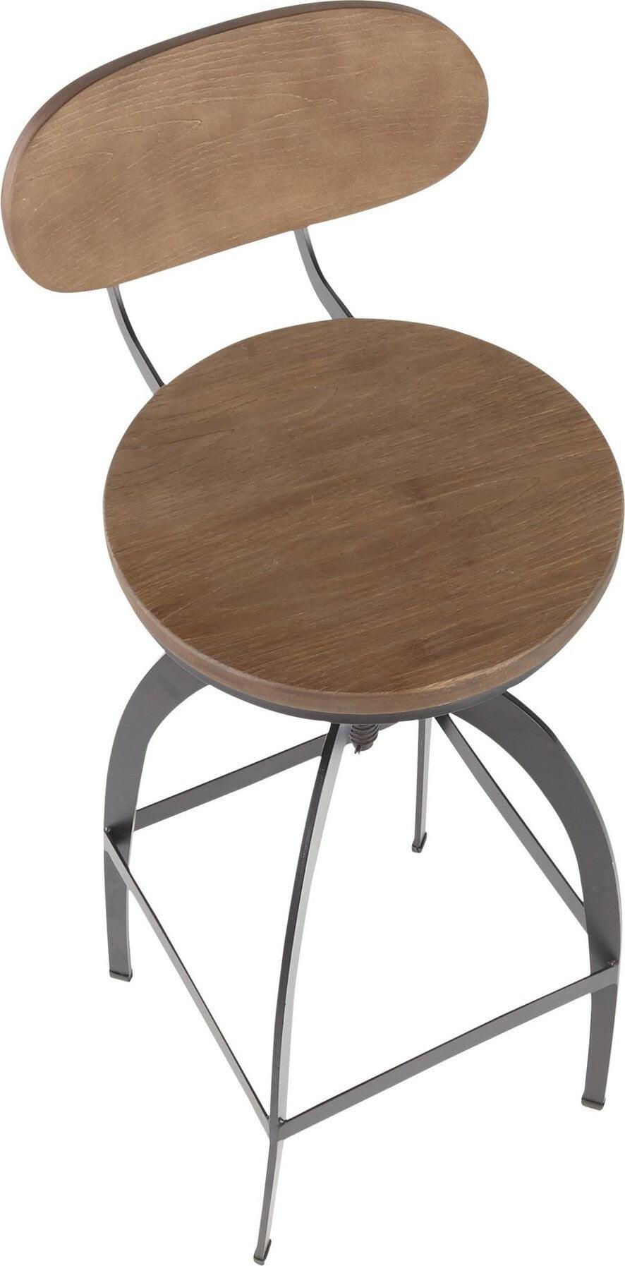Lumisource Barstools - Dakota Mid-Back Barstool Black & Medium Brown