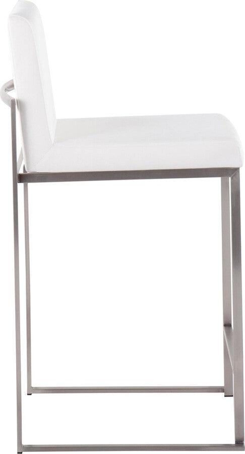 Lumisource Barstools - Fuji High Back Counter Stool In Stainless Steel & White Velvet (Set of 2)