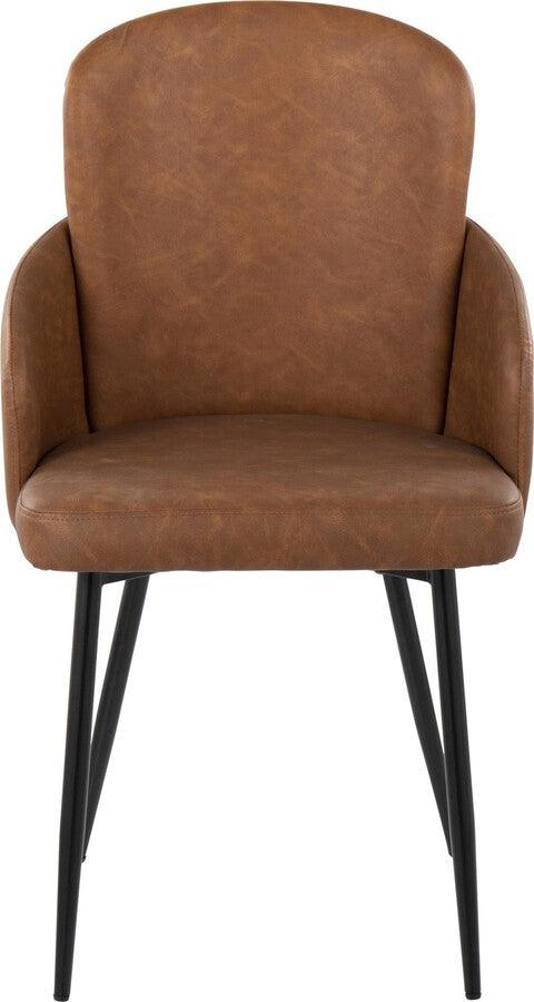 Lumisource Dining Chairs - Dahlia Contemporary Dining Chair In Black Metal & Camel Faux Leather With Chrome Accent (Set of 2)