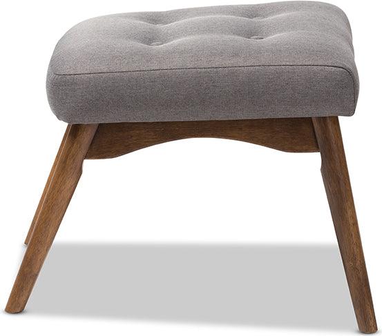 Wholesale Interiors Ottomans & Stools - Waldmann Mid-Century Modern Grey Fabric Upholstered Ottoman