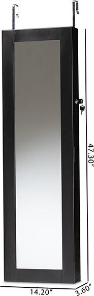 Wholesale Interiors Cabinets & Wardrobes - Richelle Modern and Contemporary Black Wood Hanging Jewelry Armoire with Mirror