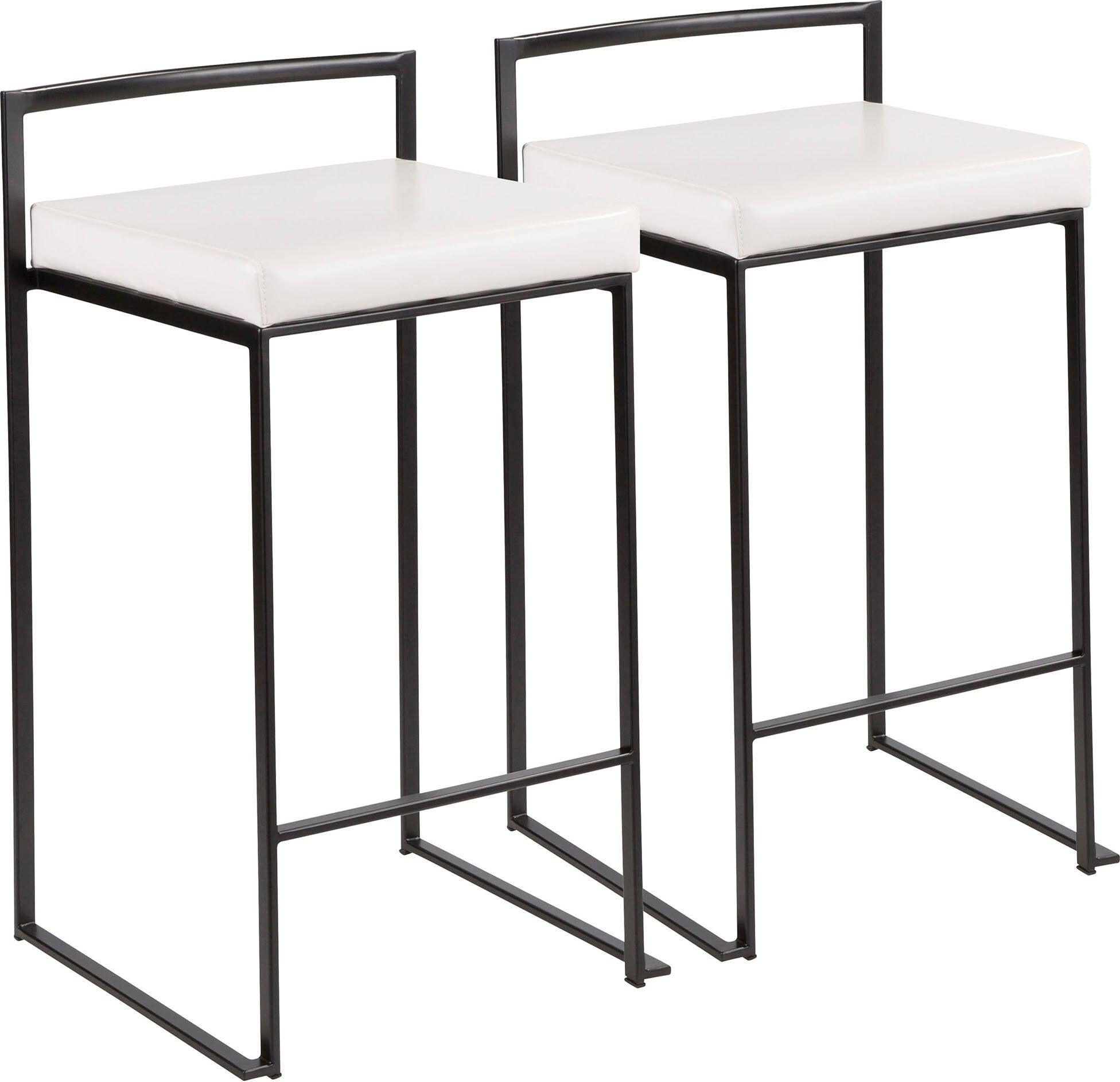 Lumisource Barstools - Fuji Stacker Counter Stool (Set of 2) Black & White