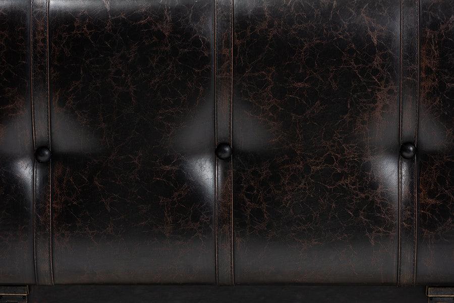 Wholesale Interiors Ottomans & Stools - Callum Transitional Brown Faux Leather Upholstered 2-Drawer Storage Trunk Ottoman