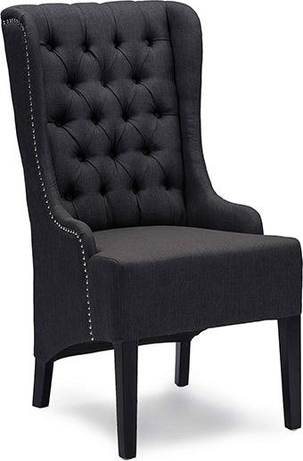Wholesale Interiors Accent Chairs - Vincent Gray Linen Button-Tufted Chair with Silver Nail heads Trim