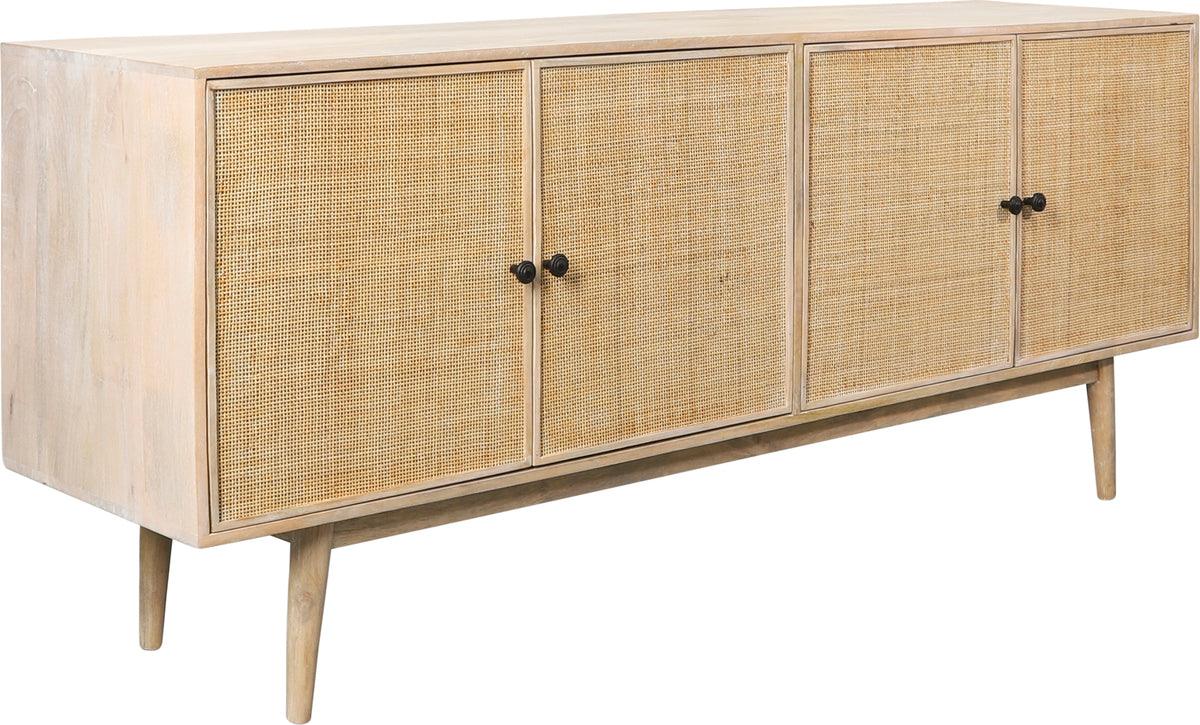 Sagebrook Home Consoles - Wood, 72x31 4-door Rattan Sideboard, Natural Kd