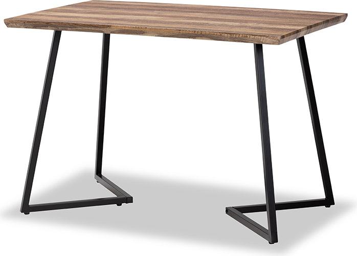Wholesale Interiors Dining Sets - Roana Walnut Brown Finished Wood and Black Metal 5-Piece Dining Set