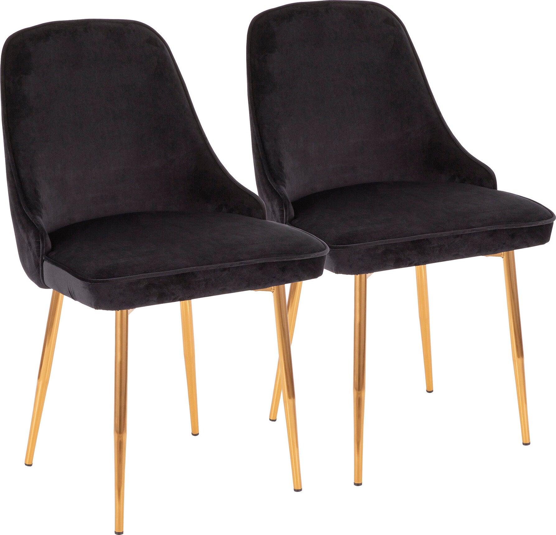 Lumisource Dining Chairs - Marcel Contemporary Dining Chair with Gold Frame and Black Velvet Fabric (Set of 2)