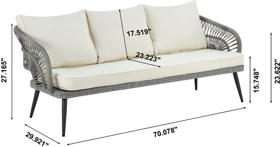 Manhattan Comfort Outdoor Conversation Sets - Riviera Patio 5- Person Conversation Set with Coffee Table with Cream Cushions