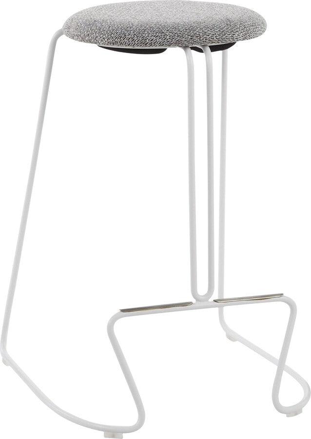 Lumisource Barstools - Finn Contemporary Counter Stool in White Steel and Charcoall Fabric - Set of 2