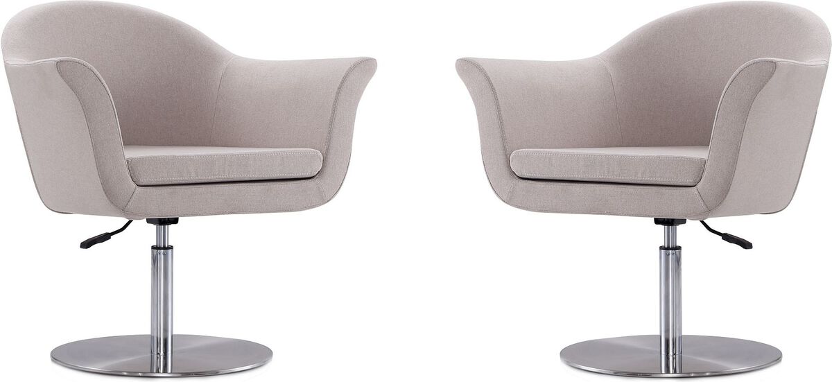 Manhattan Comfort Accent Chairs - Voyager Barley & Brushed Metal Woven Swivel Adjustable Accent Chair (Set of 2)