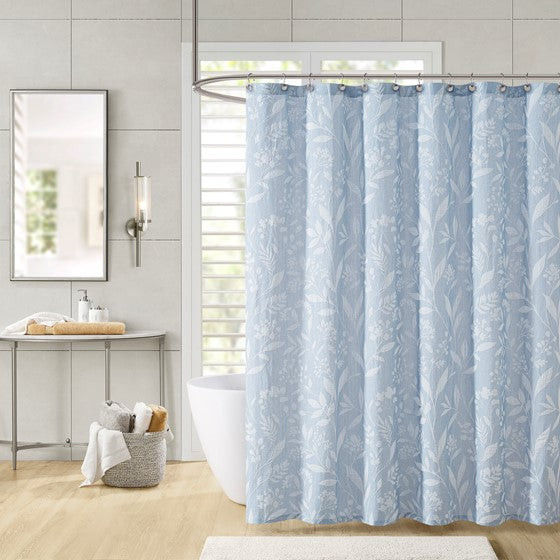 Olliix.com Shower Curtains - Floral Shower Curtain Blue