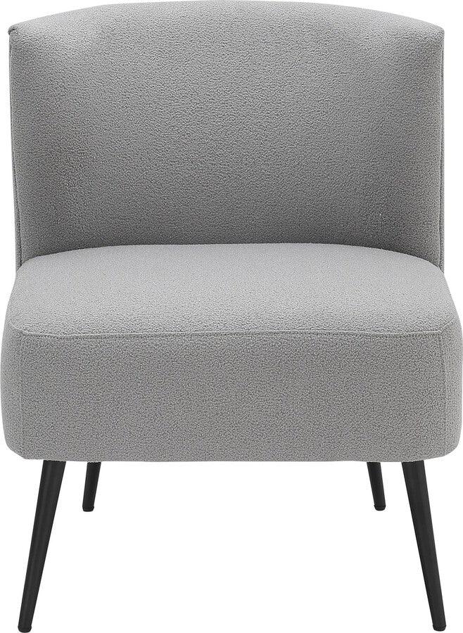 Lumisource Accent Chairs - Fran Contemporary Slipper Chair In Black Metal & Light Grey Sherpa Fabric