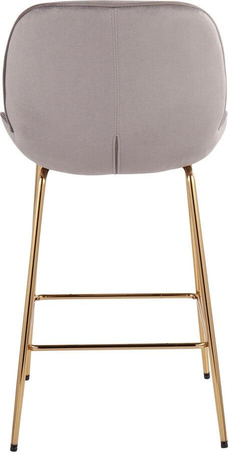 Lumisource Barstools - Diva /Glam Counter Stool In Gold Steel & Silver Velvet (Set of 2)