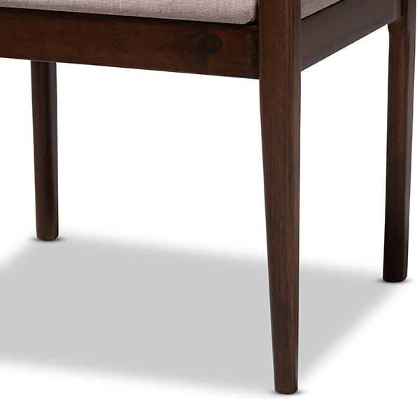 Wholesale Interiors Dining Sets - Coretta Mid-Century Modern Warm Grey Fabric and Dark Brown Finished Wood 5-Piece Dining Set