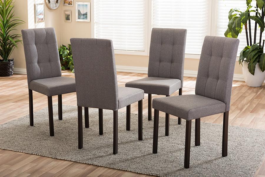 Wholesale Interiors Dining Chairs - Andrew Contemporary Grey Fabric Upholstered Grid-tufting Dining Chair (Set of 4)