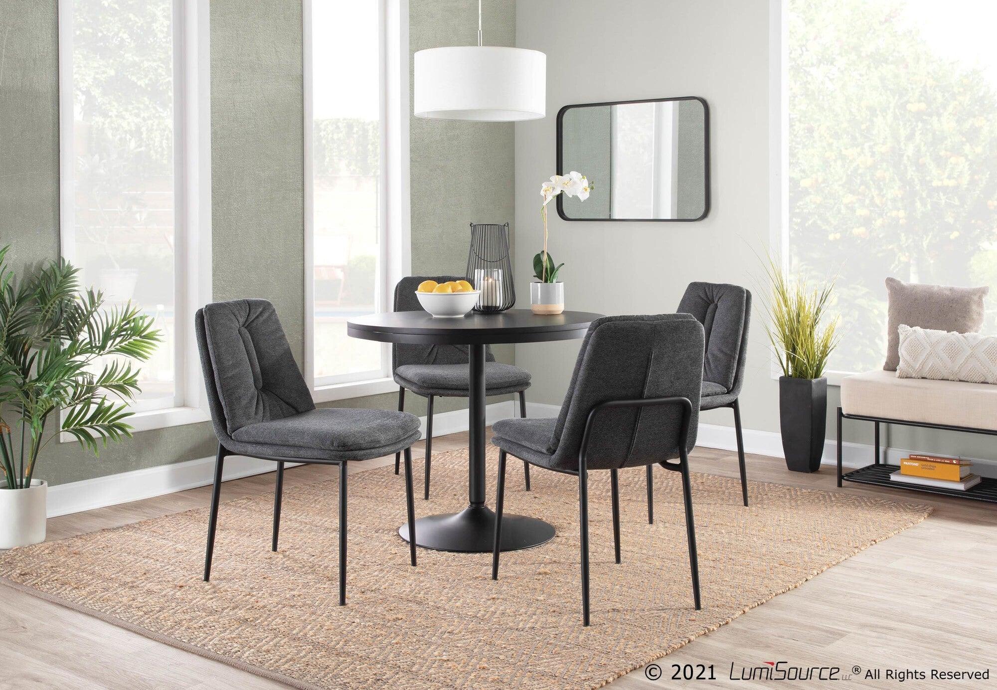 Lumisource Dining Chairs - Smith Contemporary Dining Chair in Black Steel and Charcoal Fabric (Set of 2)