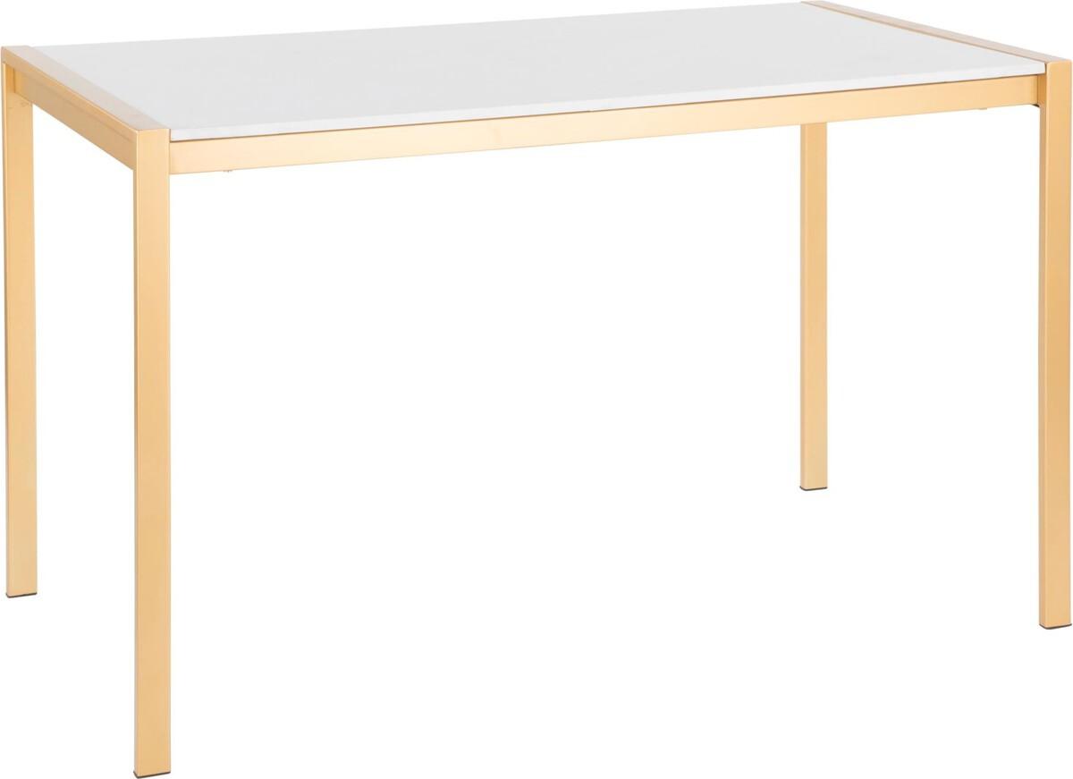 Lumisource Dining Tables - Fuji Modern/Glam Dining Table in Gold Metal with White Marble Top