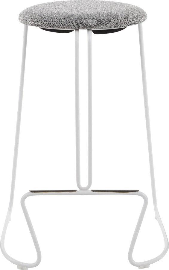 Lumisource Barstools - Finn Contemporary Counter Stool in White Steel and Charcoall Fabric - Set of 2