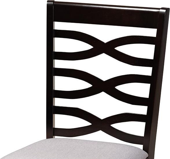 Wholesale Interiors Dining Sets - Lanier Grey Fabric Upholstered and Dark Brown Finished Wood 7-Piece Dining Set