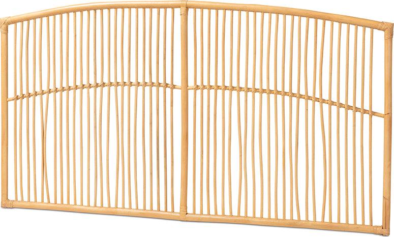 Wholesale Interiors Headboards - Malvina Modern Bohemian Natural Brown Rattan Queen Size Wall-mount Headboard