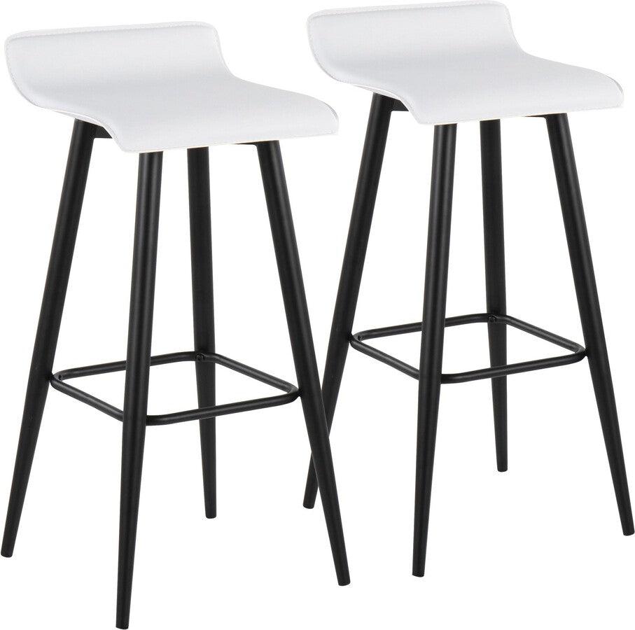 Lumisource Barstools - Ale Bar Stool In Black Steel & White Faux Leather (Set of 2)