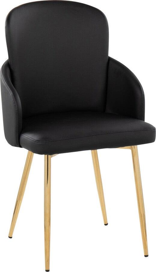 Lumisource Dining Chairs - Dahlia Contemporary Dining Chair In Gold Metal & Black Faux Leather With Chrome Accent (Set of 2)