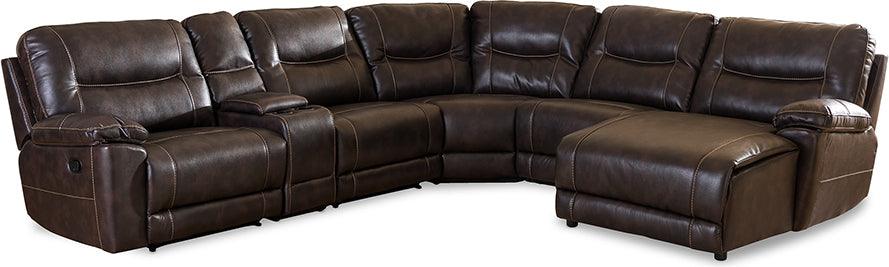 Wholesale Interiors Sectional Sofas - Mistral Dark Brown 6-Piece Sectional with Recliners Corner Lounge Suite